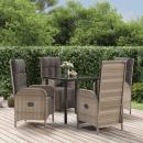 5-tlg. Garten-Essgruppe mit Kissen Schwarz und Grau Poly Rattan