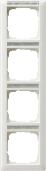 ARDEBO.de Abdeckrahmen 4fach, bruchsicher, beschriftbar, sprühnebeldicht, senkrecht, Reinweiß Glänzend, System 55 Standard, Gira 111403