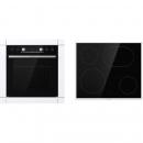 ARDEBO.de Gorenje Black Set 4 Pyrolyse Einbau-Herdset mit Glaskeramikkochfeld (BCPX6737E05BG+ECD634X), 60cm breit, Pyrolyse, Pizza Funktion, Schwarz