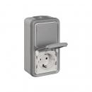 Legrand 069746 Kombi Aus-/Wechsel 1-polig Steckdose IP44 SL Feuchtraum Aufputz Plexo grau