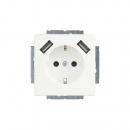 Busch-Jaeger 20 EUCB2USB-884 Schuko USB-Steckdose, 2-Fach, Studioweiß Matt (2CKA002011A6277)