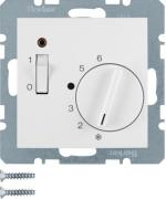 ARDEBO.de Berker 20308989 Temperaturregler mit Öffner, Zentralstück, Wippschalter und LED, S.1, polarweiß glänzend