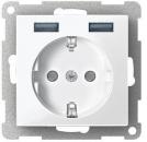 ARDEBO.de Merten Schuko-Steckdosen-Einsatz mit USB Ladegerät 2,4 A, System M, aktivweiß glänzend (MEG2366-0325)