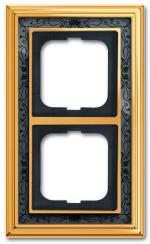 ARDEBO.de Busch-Jaeger 1722-833 Abdeckrahmen, Busch-dynasty®, 2-fach Rahmen, Messing Poliert Dekor Anthrazit (2CKA001754A4650)