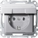 ARDEBO.de Merten SCHUKO Steckdose mit Klappdeckel, System M, IP44, erhöhter Berührungsschutz, Steckklemmen, aluminium matt (MEG2314-0460)
