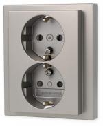 Busch-Jaeger 202 EUJB-866 Schuko Doppelsteckdose, Safety+, Edelstahl (2TKA00003921)