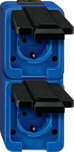 ARDEBO.de Merten SCHUKO-Steckdose, Serie Schlagfest, 2fach, senkrecht, blau (229286)