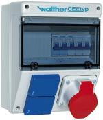 ARDEBO.de Walther Werke (6920113) Kunststoff-Steckdosenkombination in: 32A mit 3 MCB´s, einem CEE-Abgang 16A, 2 Schukos und Anschluss bis 25qmm 10P