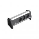 ARDEBO.de Bachmann DESK 1 Steckdosenleiste, 3xSchutzkontaktsteckdosen, silber/weiß (902.0048)