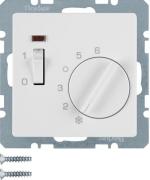 ARDEBO.de Berker 20306089 Temperaturregler mit Öffner, Zentralstück, Wippschalter und LED, Q.x, polarweiß samt