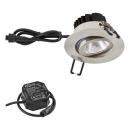 ARDEBO.de EVN PC65 LED Deckeneinbauleuchte, rund, schwenkbar, 8,4W, 3000K, 1010lm, IP65, 220-240V, Edelstahl-Optik (PC650N91302)
