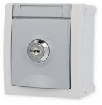ARDEBO.de HHG 90591046-DE Steckdose abschließbar FR-AP, Pacific, Grau