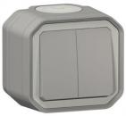 ARDEBO.de Legrand Plexo New Feuchtraum-Aufputz Serienschalter 10 AX, Steckklemmen (SL), IP 55, grau (069714L)