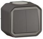ARDEBO.de Legrand Plexo New Feuchtraum-Aufputz wahlweise Doppelwechselschalter 10 AX/ Taster 10 A, Steckklemmen (SL), IP 55, anthrazit (069775L)