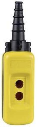 ARDEBO.de Schneider Electric XACA02 Leergehäuse für Hängetaster, 2 vertikale Bohrungen, IP65, Innendurchmesser 26mm, gelb