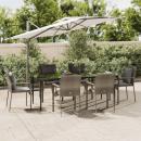 7-tlg. Garten-Essgruppe mit Kissen Schwarz und Grau Poly Rattan