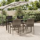 5-tlg. Garten-Essgruppe mit Kissen Schwarz und Grau Poly Rattan