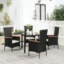 Gartenstühle mit Kissen 4 Stk. Poly Rattan Schwarz