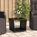 Beistelltisch mit Glasplatte Schwarz Poly Rattan & Hartglas
