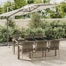 7-tlg. Garten-Essgruppe mit Kissen Grau Poly Rattan