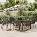 7-tlg. Garten-Essgruppe mit Kissen Schwarz und Grau Poly Rattan