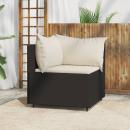Garten-Ecksofa mit Kissen Schwarz Poly Rattan