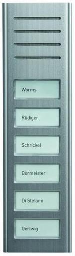 TCS ASX13006-0010 Audio-Außenstation, 1-reihig, Aufputz, 6 Klingeltasten, Aluminium eloxiert natur