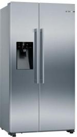 ARDEBO.de Bosch KAD93AIDP Serie 6 Stand Side-by-Side Kombination, 91 cm breit, 562 L, NoFrost, Crushed Eis, Eiswürfel, kaltes Trinkwasser, Festwasseranschluss, Gebürsteter Stahl Anti Fingerprint