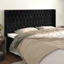 Kopfteil mit Ohren Schwarz 183x16x118/128 cm Samt
