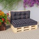 Palettenkissen 2-tlg. Schwarz Karomuster Stoff