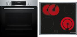 ARDEBO.de Bosch HBD671CS62 EEK: A+ Einbau-Backofen-Set mit Elektro-Kochfeld (HBG578BS3 + PKN645BA2E), 60 cm breit, 71 L, 3D-Heißluft, Air Fry, Pyrolytisch+Hydrolytisch, Kindersicherung, Kochfeld 60 cm breit, Rahmen aufliegend, schwarz