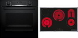 ARDEBO.de Bosch HBD632LS81 EEK: A+ Einbau-Backofen-Set mit Elektro-Kochfeld (HBG537BB3 + PKC845FP1D), 60 cm breit, 71 L, 3D-Heißluft, Eco Clean-Programm, Hydrolytisch, Kochfeld 80 cm breit, Rahmen aufliegend, schwarz