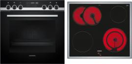 ARDEBO.de Siemens PQ521KB11 Einbau-Herd-Set mit Elektro-Kochfeld (HE578BBS3 + EA64RGNA1E), 60 cm breit, 71 L, activeClean, cookControl30, 3D Heißluft, Schnellaufheizung, Kindersicherung, Rahmen aufliegend, schwarz