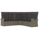 4-tlg. Garten-Lounge-Set mit Kissen Schwarz Poly Rattan