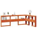 Kopfteil mit Bücherregal L-Form Wachsbraun 120 cm Massivholz