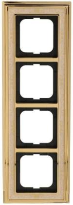 ARDEBO.de Busch-Jaeger 1724-836 Abdeckrahmen, Busch-dynasty®, 4-fach Rahmen, Messing Poliert Dekor Elfenbeinweiß (2CKA001754A4646)