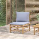 Garten-Mittelsofa mit Hellgrauen Kissen Bambus