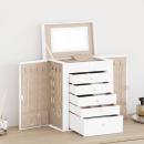 Schmuckkästchen 6-Schichten mit Spiegel Abschließbar Weiß