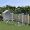 Outdoor-Hundezwinger mit Dach Silbern 2x10x2,5 m Stahl Verzinkt