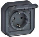ARDEBO.de Legrand Plexo New Feuchtraum-Unterputz Schutzkontakt-Steckdose, Schraubklemmen (SK), IP 44, anthrazit (069859L)