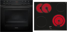 ARDEBO.de Siemens EQ212KAAB Einbau-Herdset mit Elektro-Kochfeld (EA631GNA1E + HE213ABB3), 60 cm breit, 71 L, 3D Heißluft, Schnellaufheizung, Bräterzone, schwarz