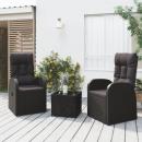 3-tlg. Garten-Lounge-Set Schwarz Poly Rattan & Stahl