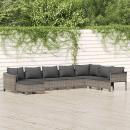 8-tlg. Garten-Lounge-Set mit Kissen Grau Poly Rattan