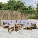 12-tlg. Garten-Lounge-Set mit Hellgrauen Kissen Bambus