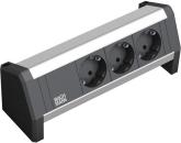 ARDEBO.de Bachmann DESK Steckdoseneinheit, 3xSchuko, GST18, aluminium (3.391.002)