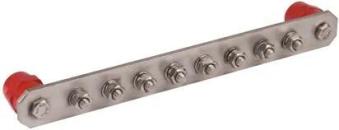 ARDEBO.de Dehn PAS I 8AP M10 Potentialausgleichsschiene, mit Federring, 8polig, 365 x 40 x 6 mm, V2A (472229)