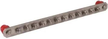 ARDEBO.de Dehn PAS I 12AP M10 Potentialausgleichsschiene, mit Federring, 12polig, 505 x 40 x 6 mm, V2A (472239)