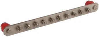 ARDEBO.de Dehn PAS I 10AP M10 Potentialausgleichsschiene, mit Federring, 10polig, 435 x 40 x 6 mm, V2A (472219)