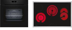 ARDEBO.de Neff BTX48PB0 N30/N70 A+ Backofen-Set (B2CCJ7AK3 + T18SDH9L0) mit Elektrokochfeld, 60 cm breit, 71 L, Pyrolyse, TouchControl, Edelstahl/Schwarz