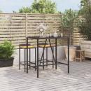 Bartisch mit Glasplatte Schwarz 110x70x110 cm Poly Rattan